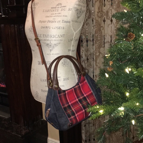 Tartan Shoulder / Crossbody Bag Red White&Blue Messenger over shld or Long Strap - Picture 3 of 17